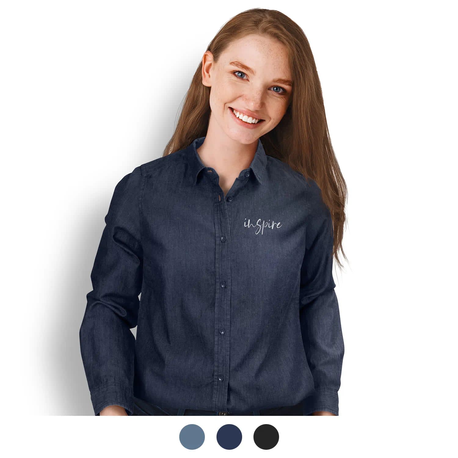 TRENDSWEAR Chester Women's Denim Shirt – Lightweight 100% Cotton Work & Casual Shirt