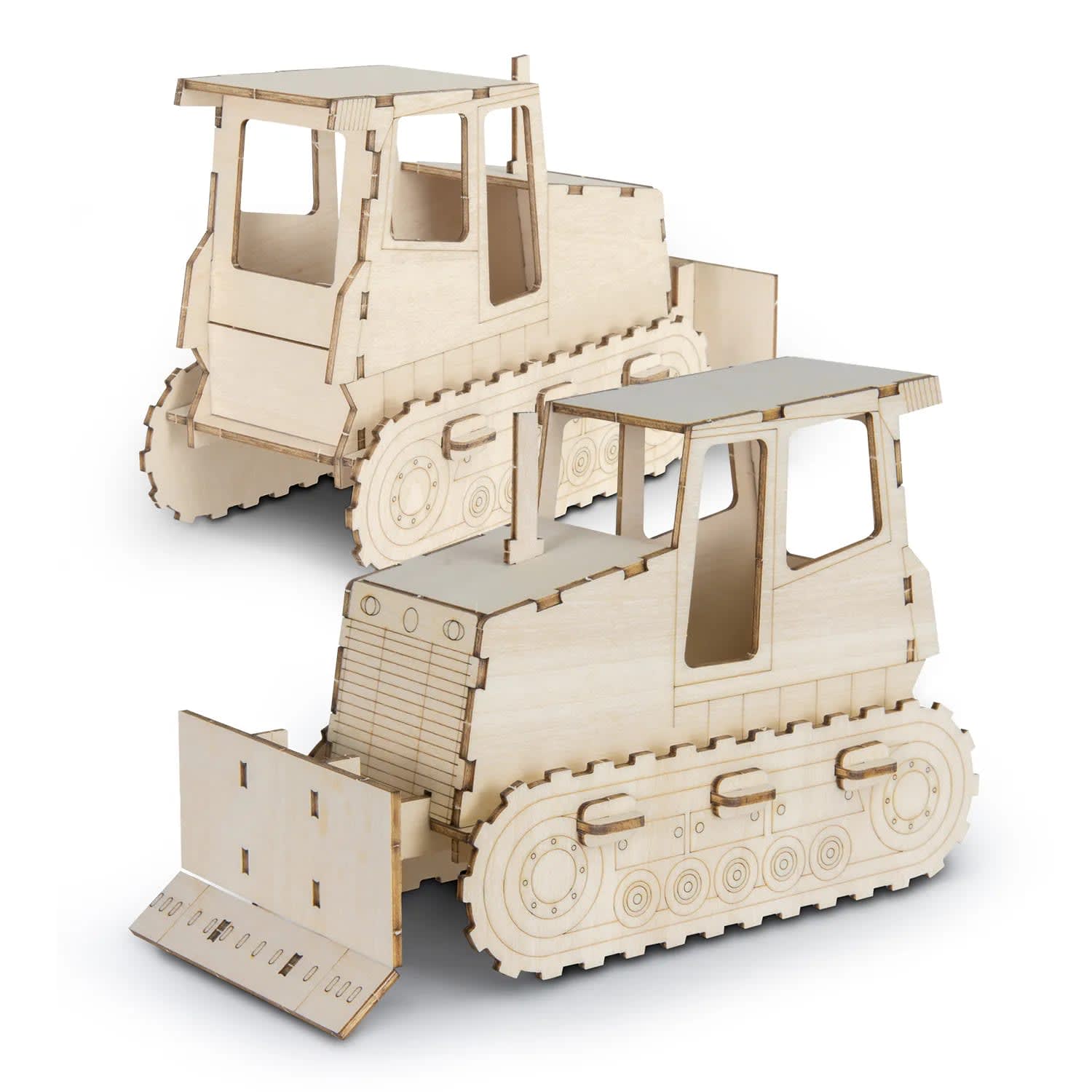 Wooden Bulldozer Model – Eco-Friendly Craft Kit - alternate view
