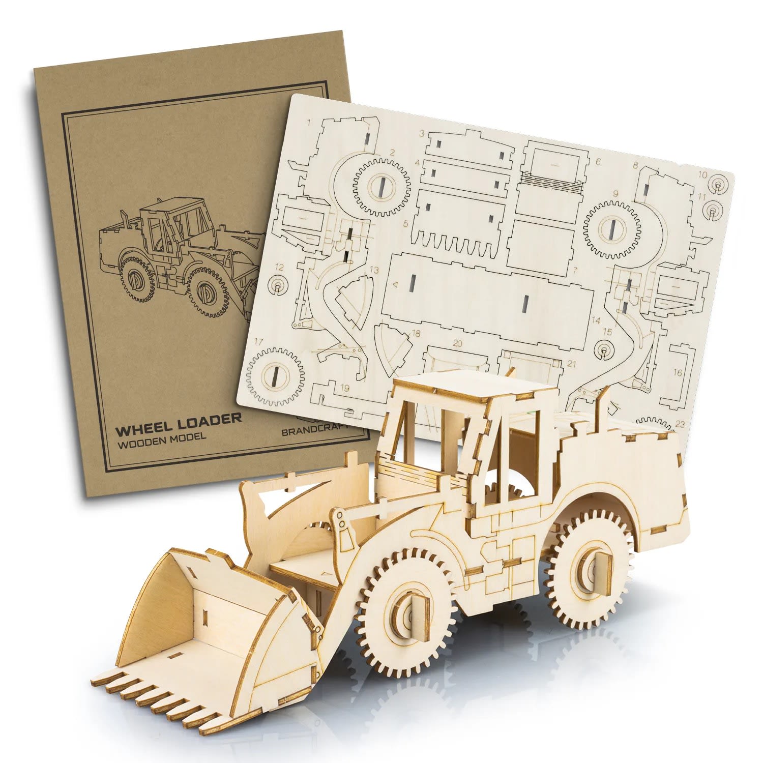 Wooden Wheel Loader Model – Eco-Friendly Craft Kit