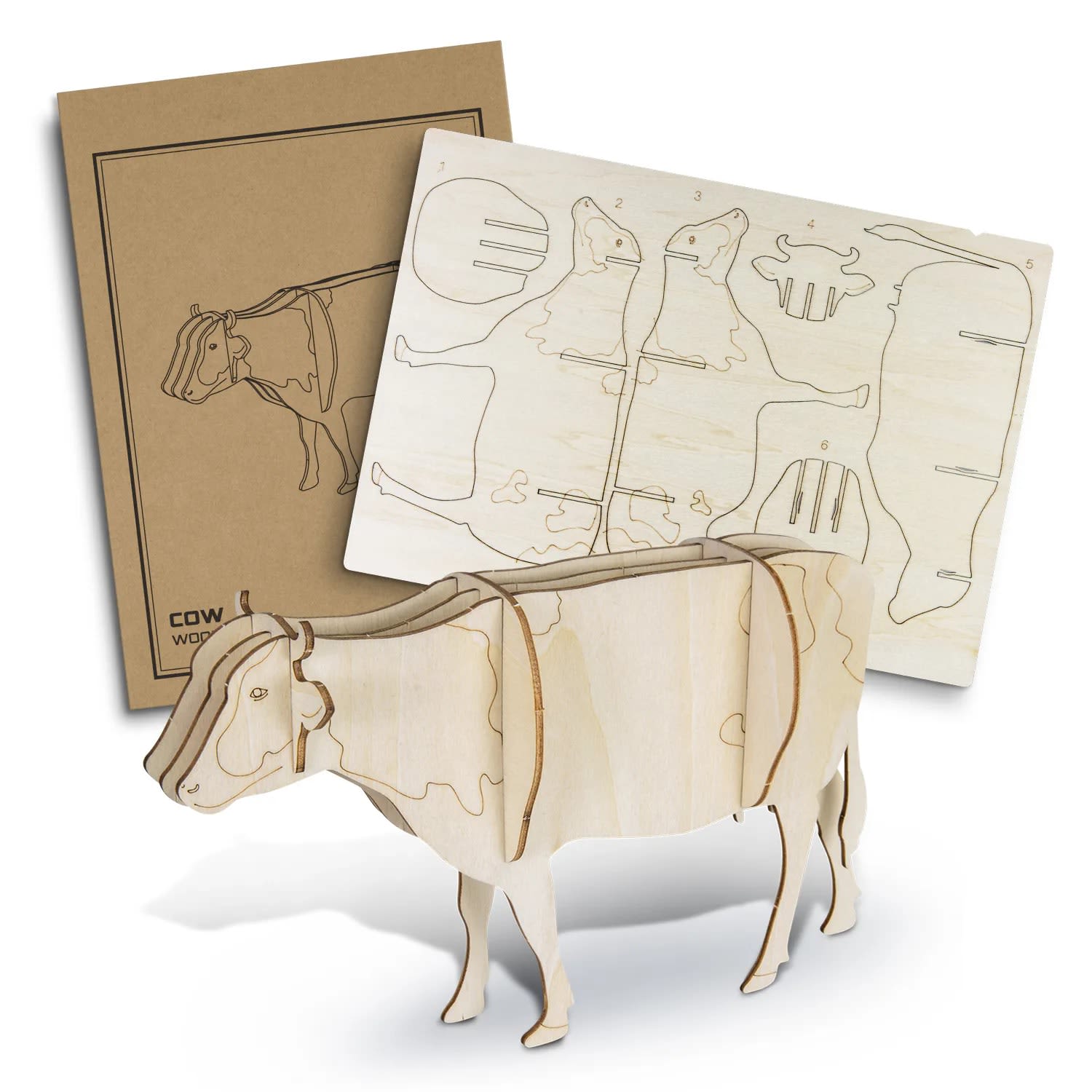 Wooden Cow Model – Eco-Friendly Craft Kit