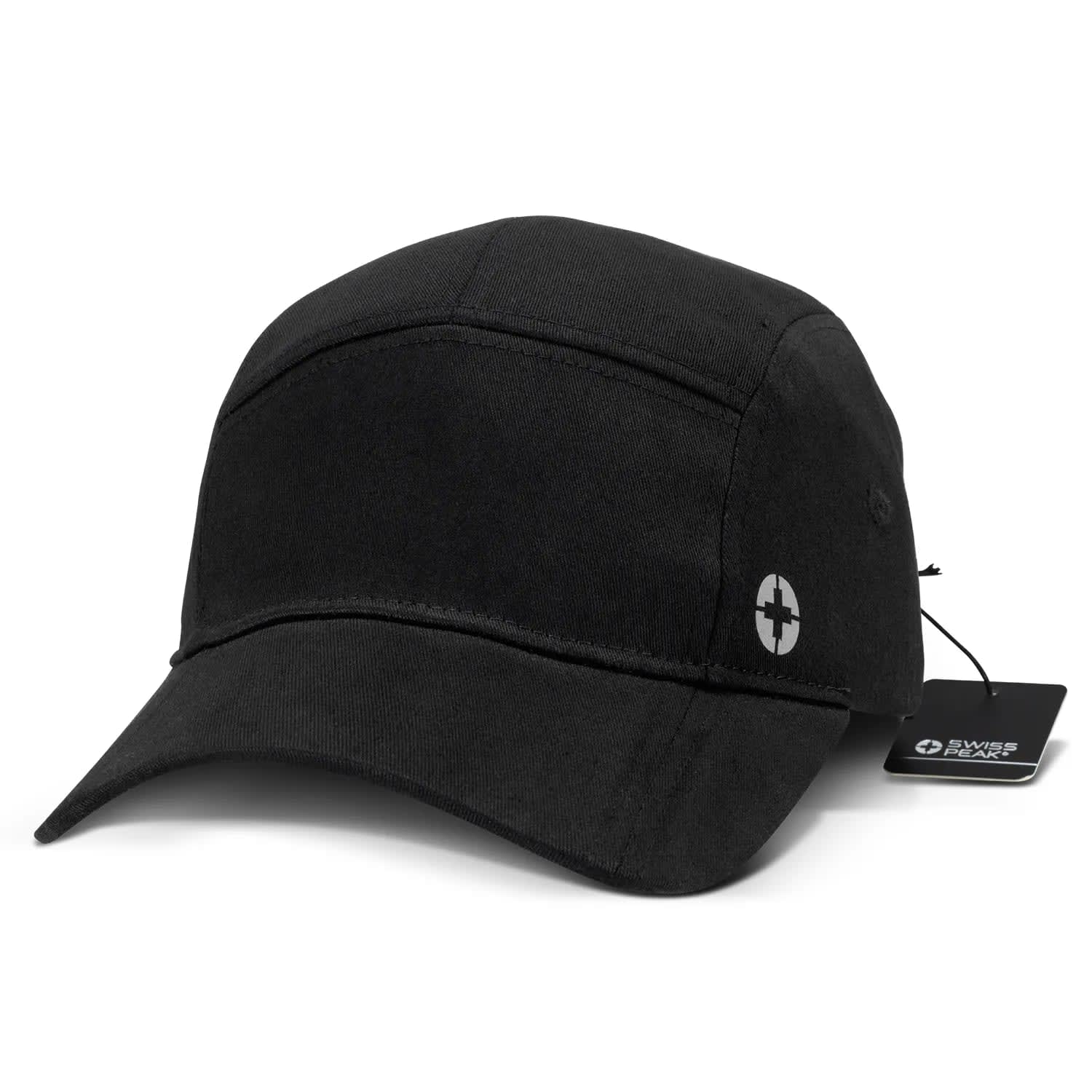 Cotton Spandex Cap – Swiss Peak 5 Panel Adjustable Black - alternate view