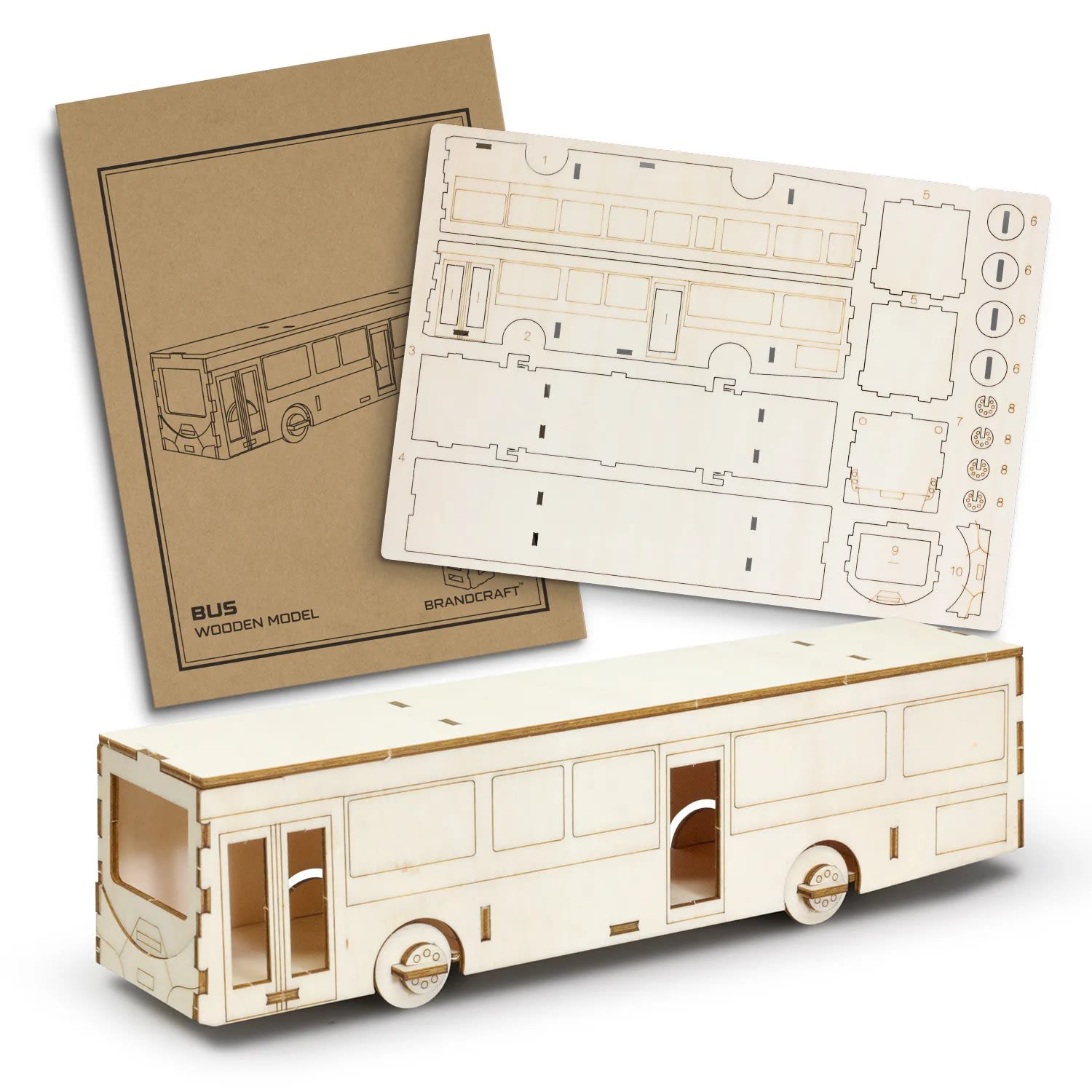 Wooden Bus Model – Eco-Friendly Craft Kit