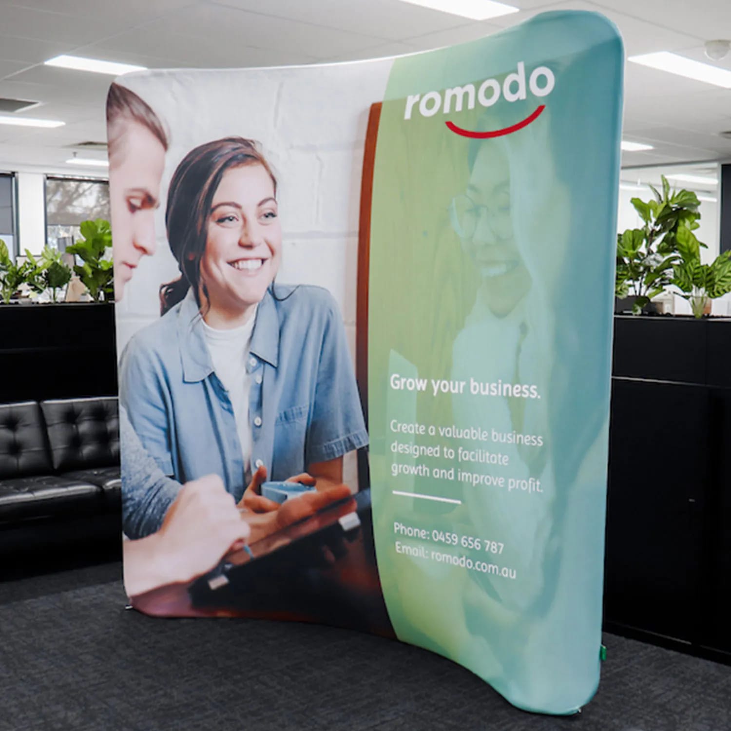 Curved Stretch Media Wall Medium – Branded 3m x 2.2m Event Display