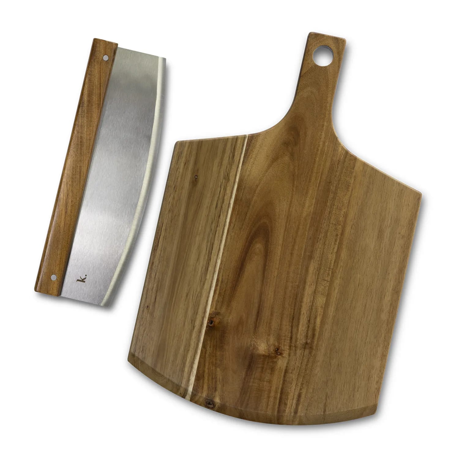 Keepsake Acacia Wooden Pizza Board & Cutter Set – 46x30cm Serving Tray with Stainless Steel Blade - alternate view
