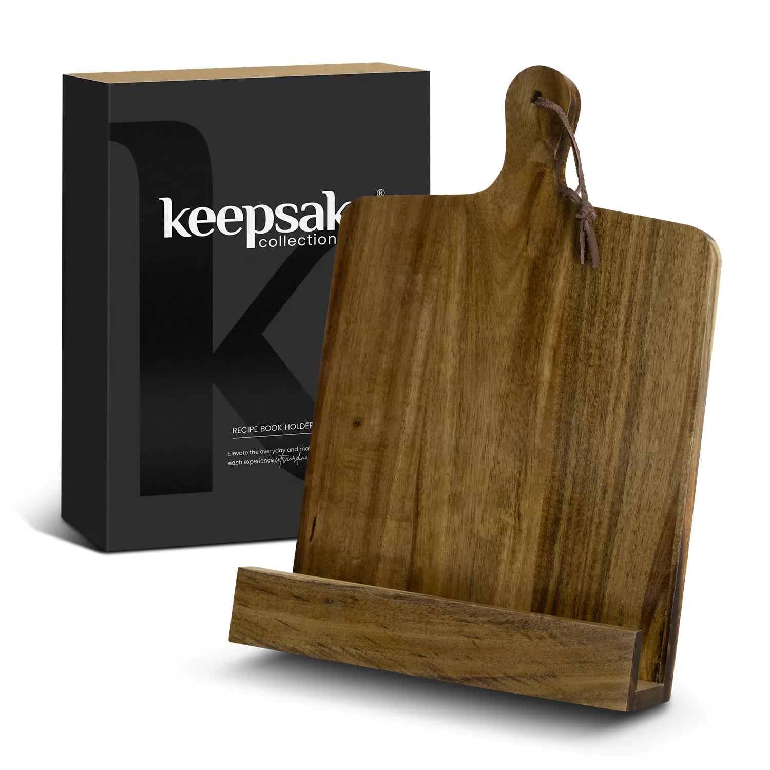 Keepsake Acacia Wooden Recipe Book Holder – Fold-Out Stand