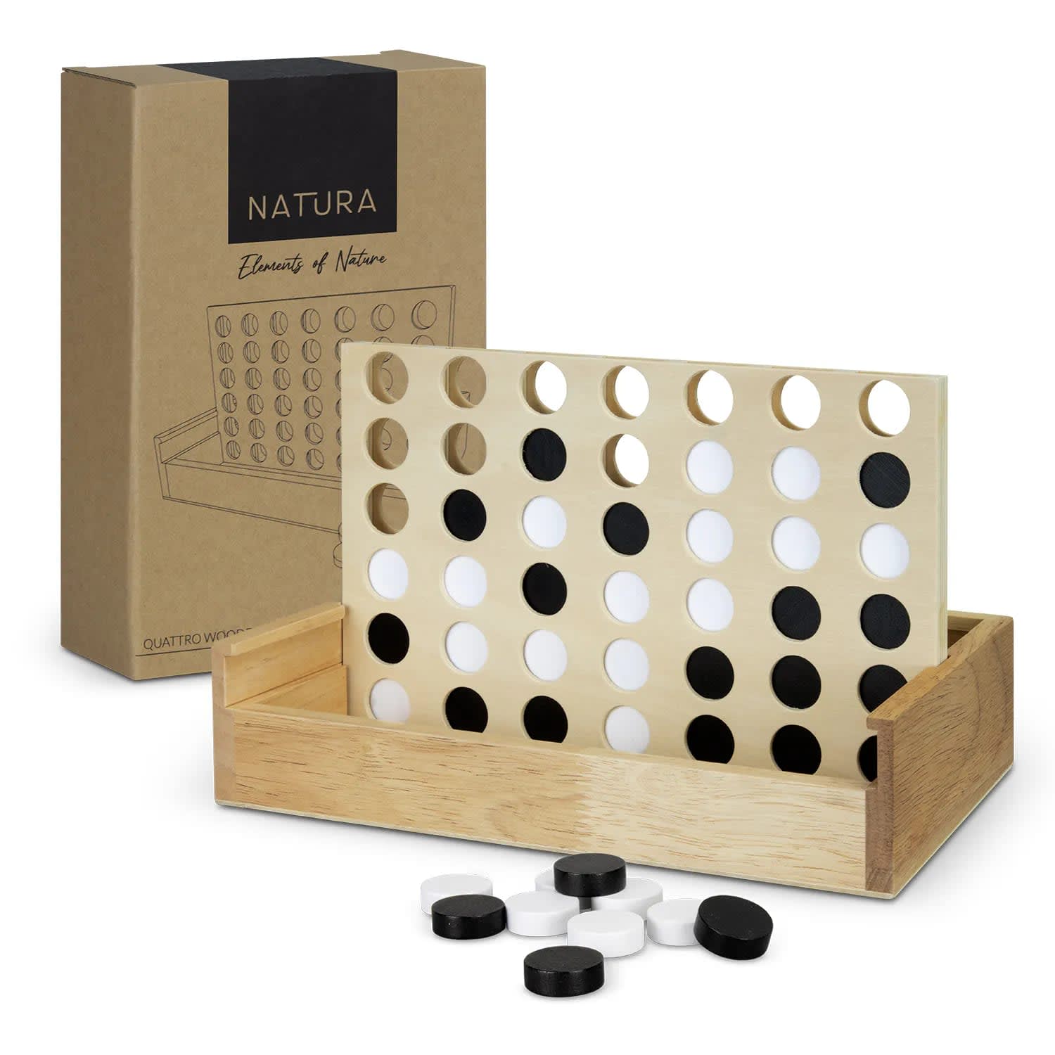 NATURA Quattro Wooden Four-in-a-Row Game – Impact Aware Gift