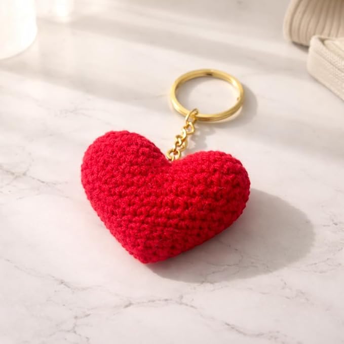 Crochet Heart Keychain