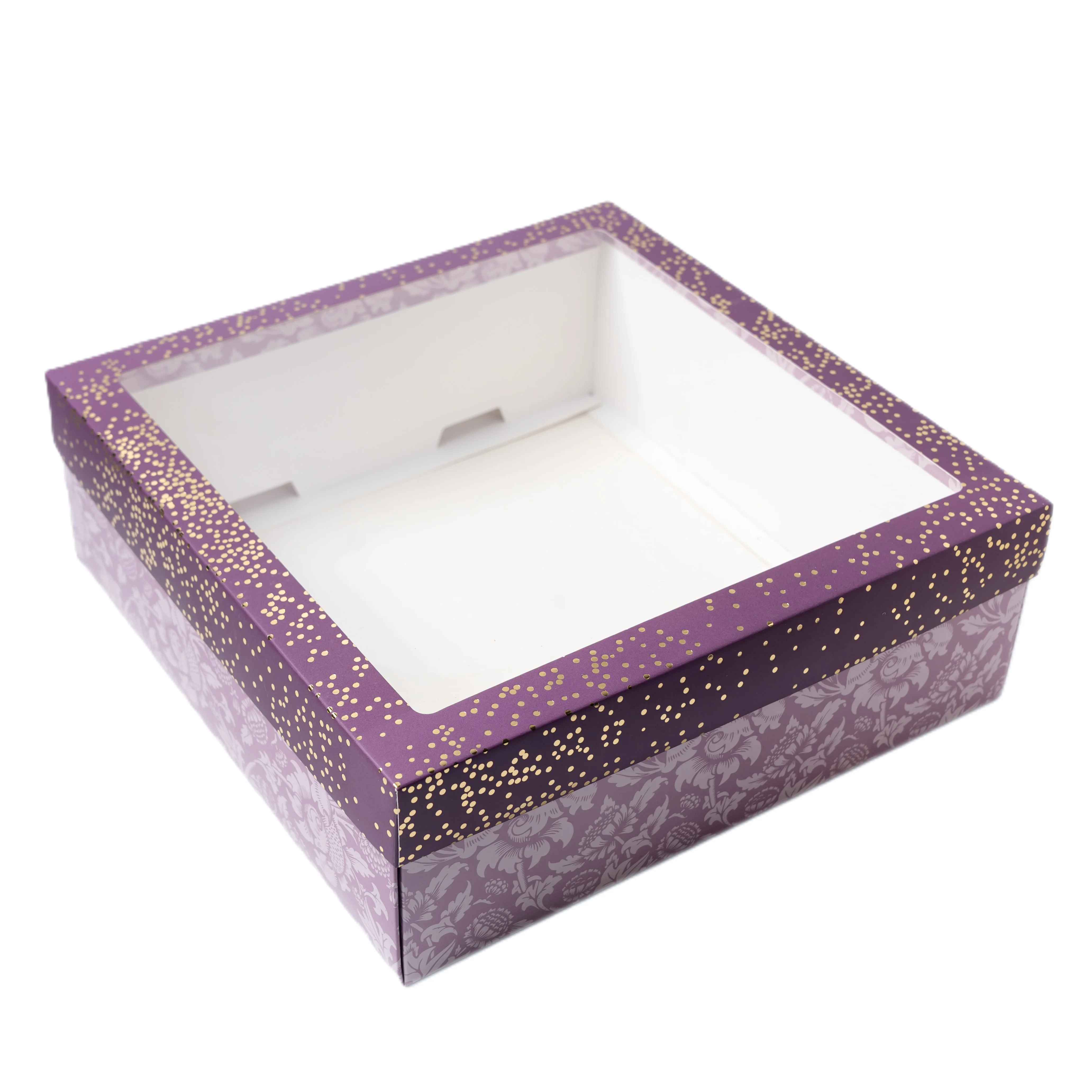 Hamper Box With Top Window Lid And Bottom Tray Outer: 11 × 11 × 3.75 inch