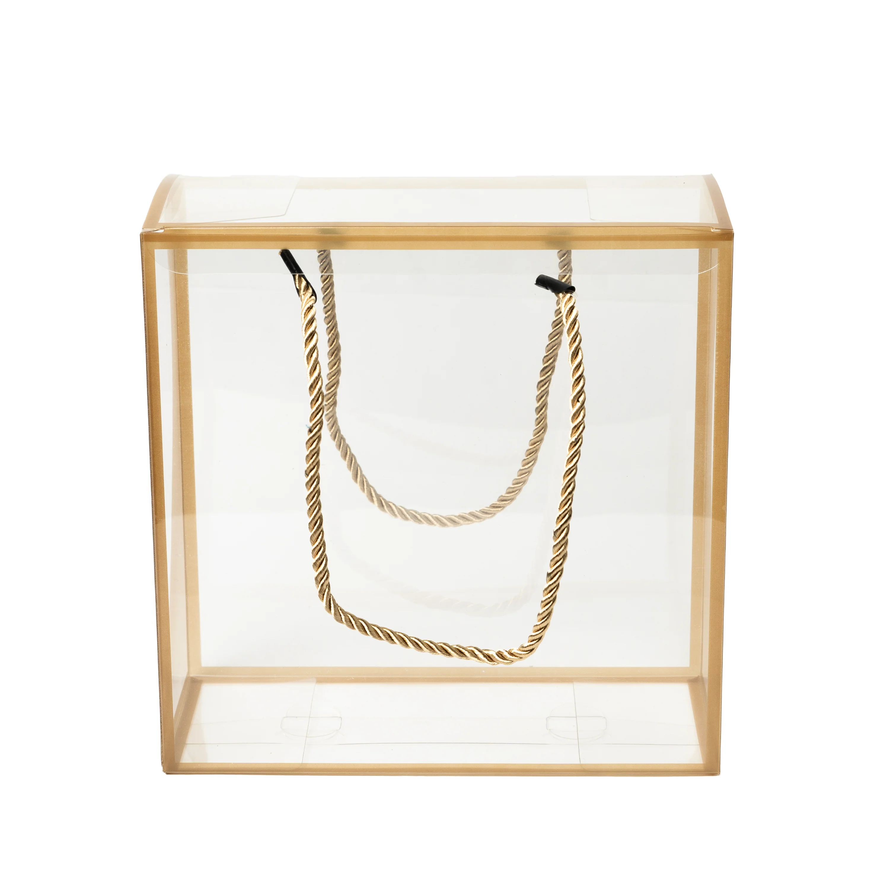TRANSPARENT PVC HAMPER BOX WITH ROPE HANDLE - 8*3.5*8 INCH