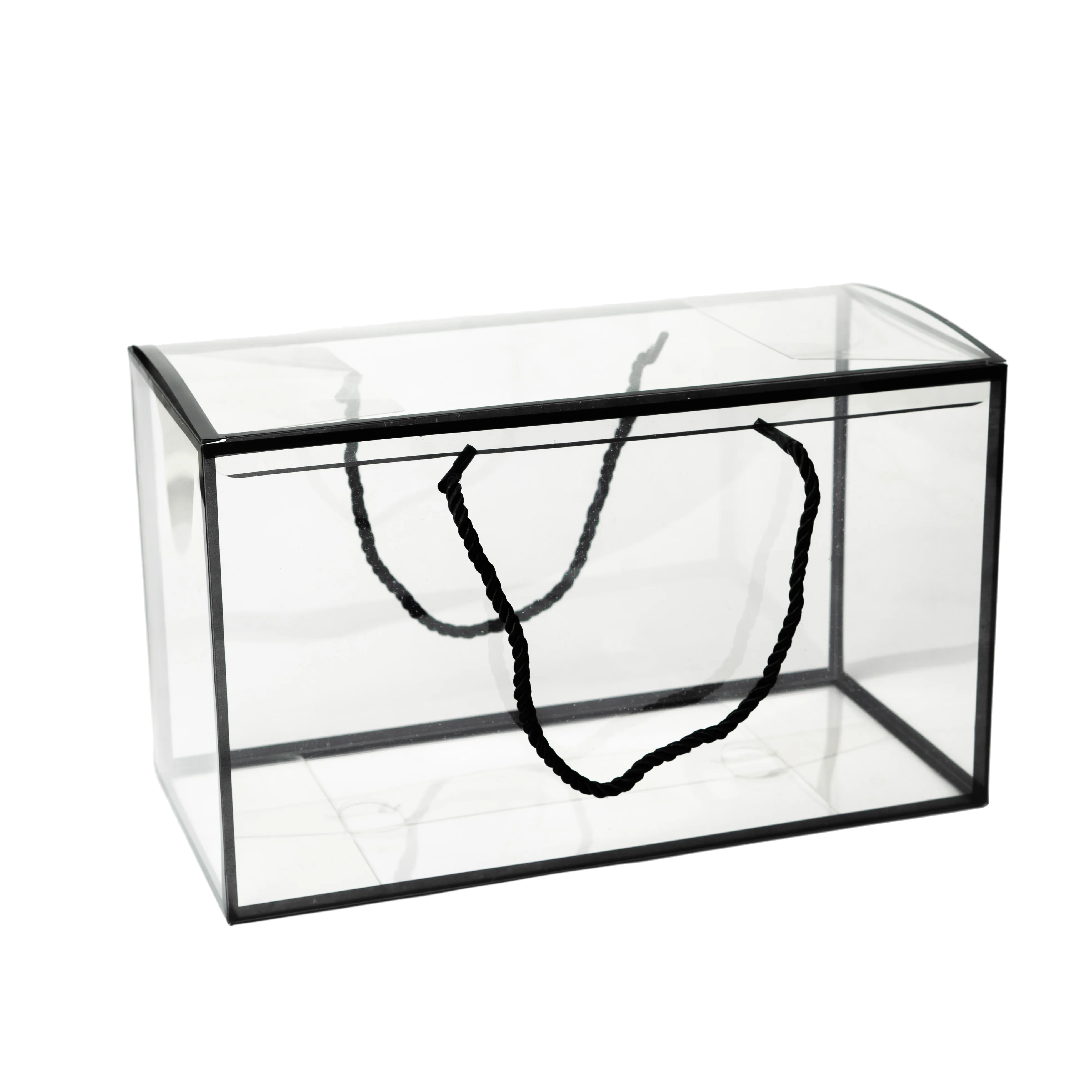 TRANSPARENT PVC HAMPER BOX WITH ROPE HANDLE - 12*7*5.75 INCH