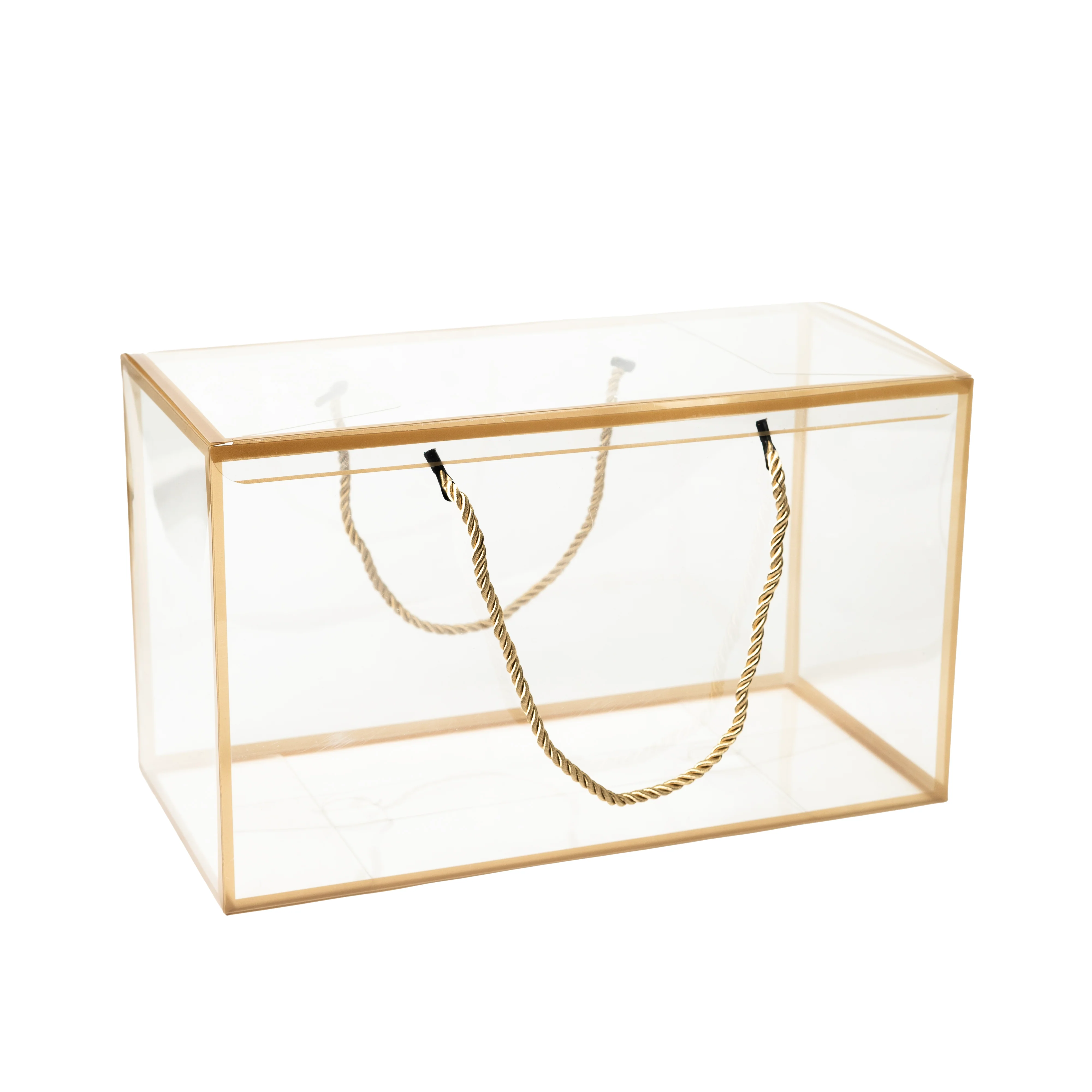TRANSPARENT PVC HAMPER BOX WITH ROPE HANDLE - 12*7*5.75 INCH