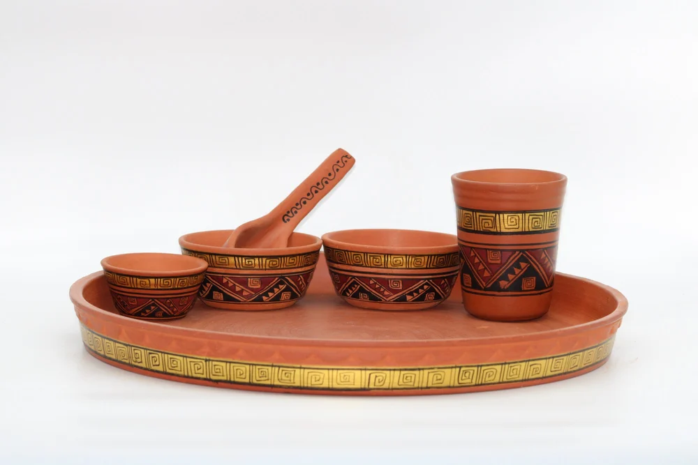 Clay Dinner Set Golden Border