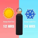 Stainless steel insulated water bottle with a wooden lid and handle 500ml
