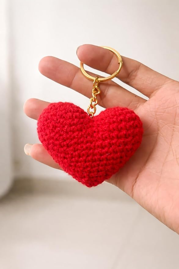 Crochet Heart Keychain