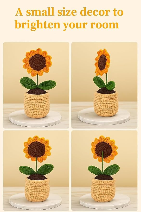 Handmade Crochet Sunflower Pot