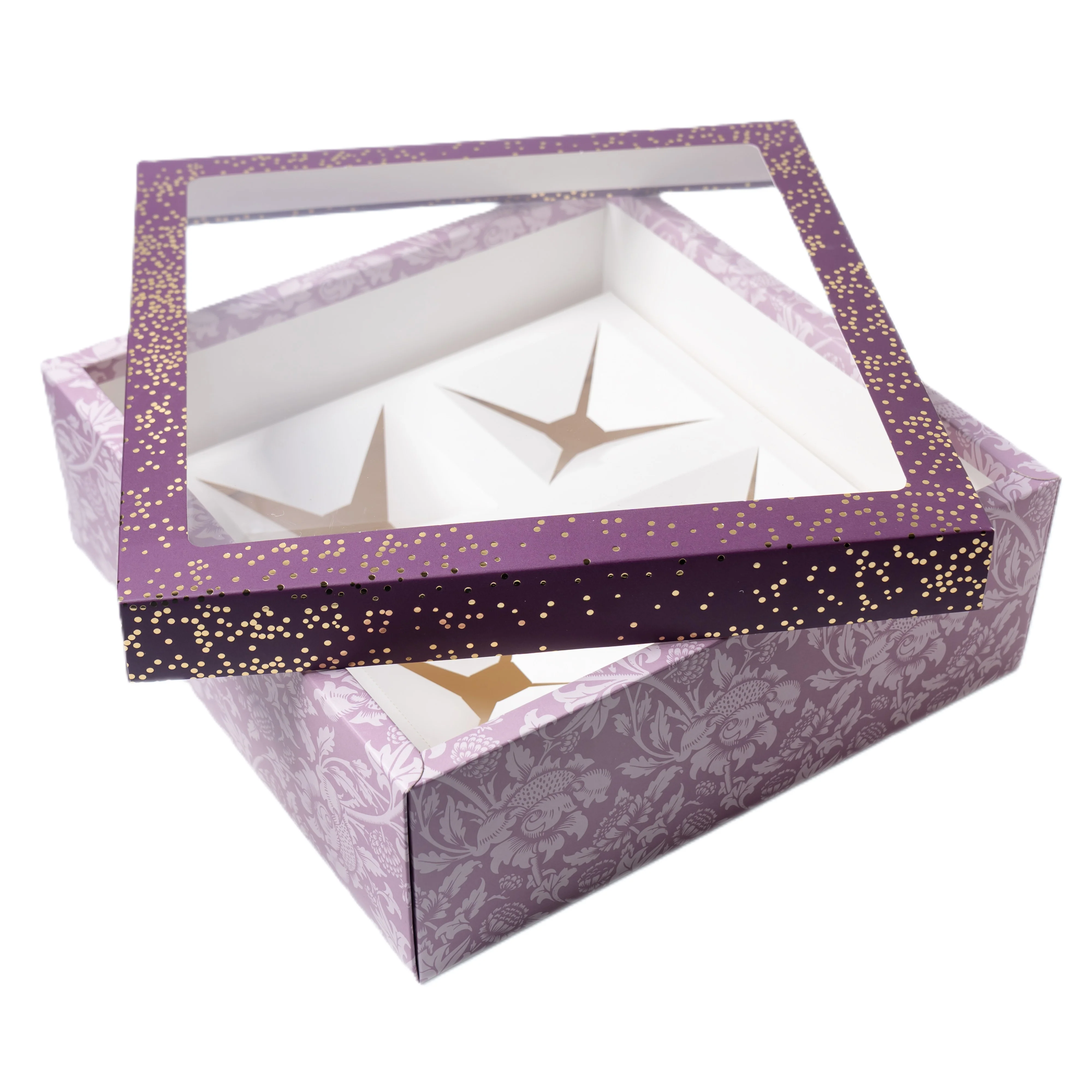 Hamper Box With Top Window Lid And Bottom Tray Outer: 11 × 11 × 3.75 inch