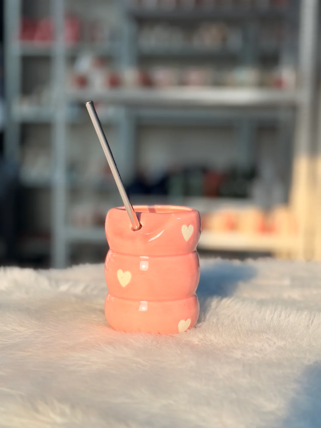 Blush Heart Sip Cup with Steel Straw
