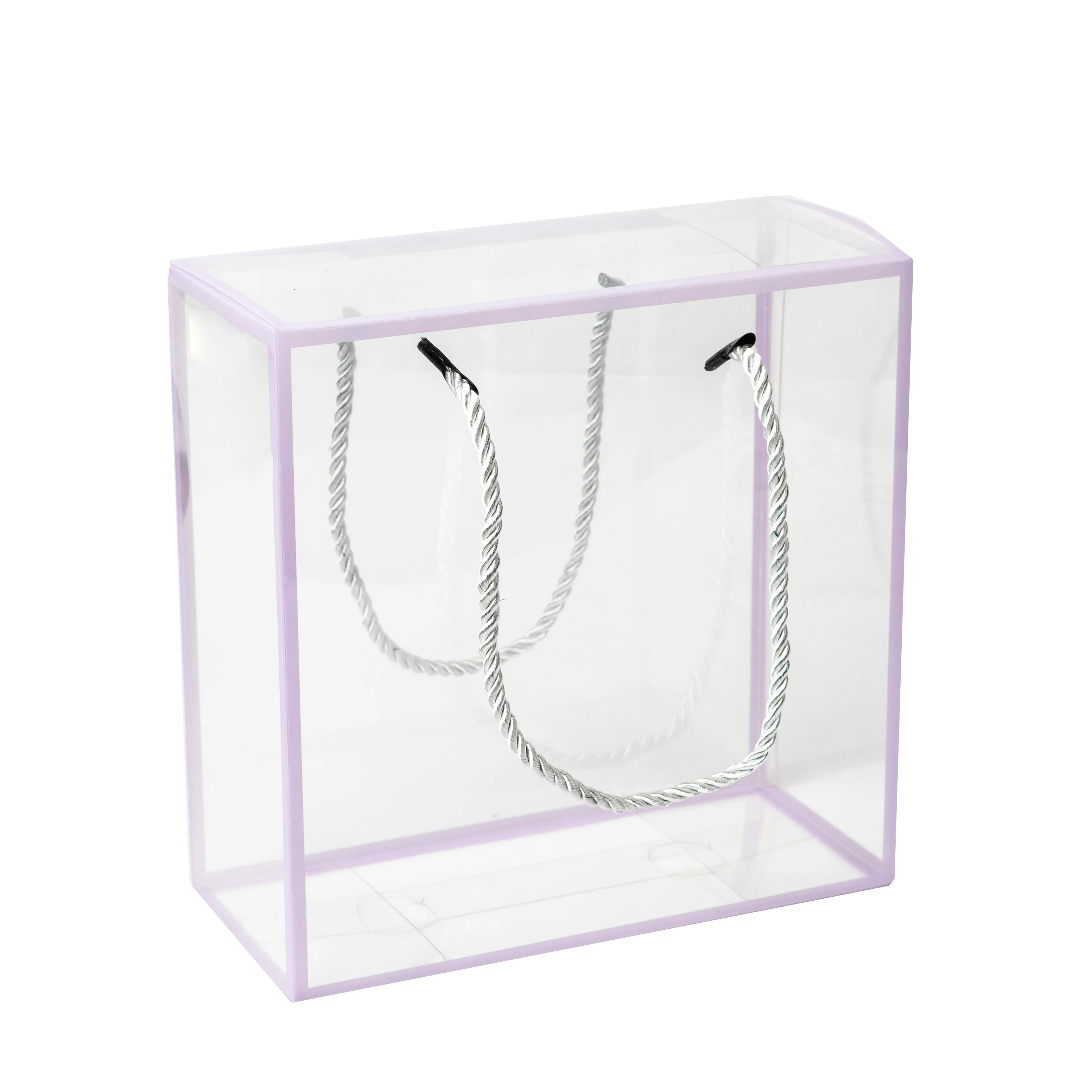 TRANSPARENT PVC HAMPER BOX WITH ROPE HANDLE - 8*3.5*8 INCH