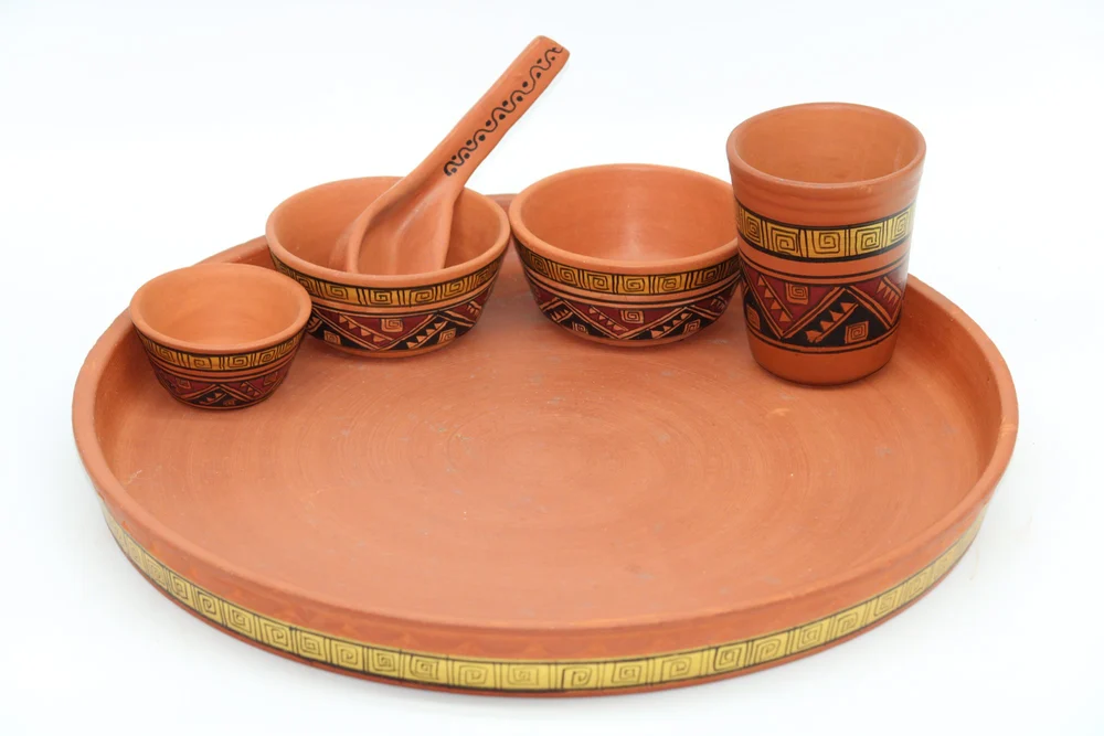 Clay Dinner Set Golden Border