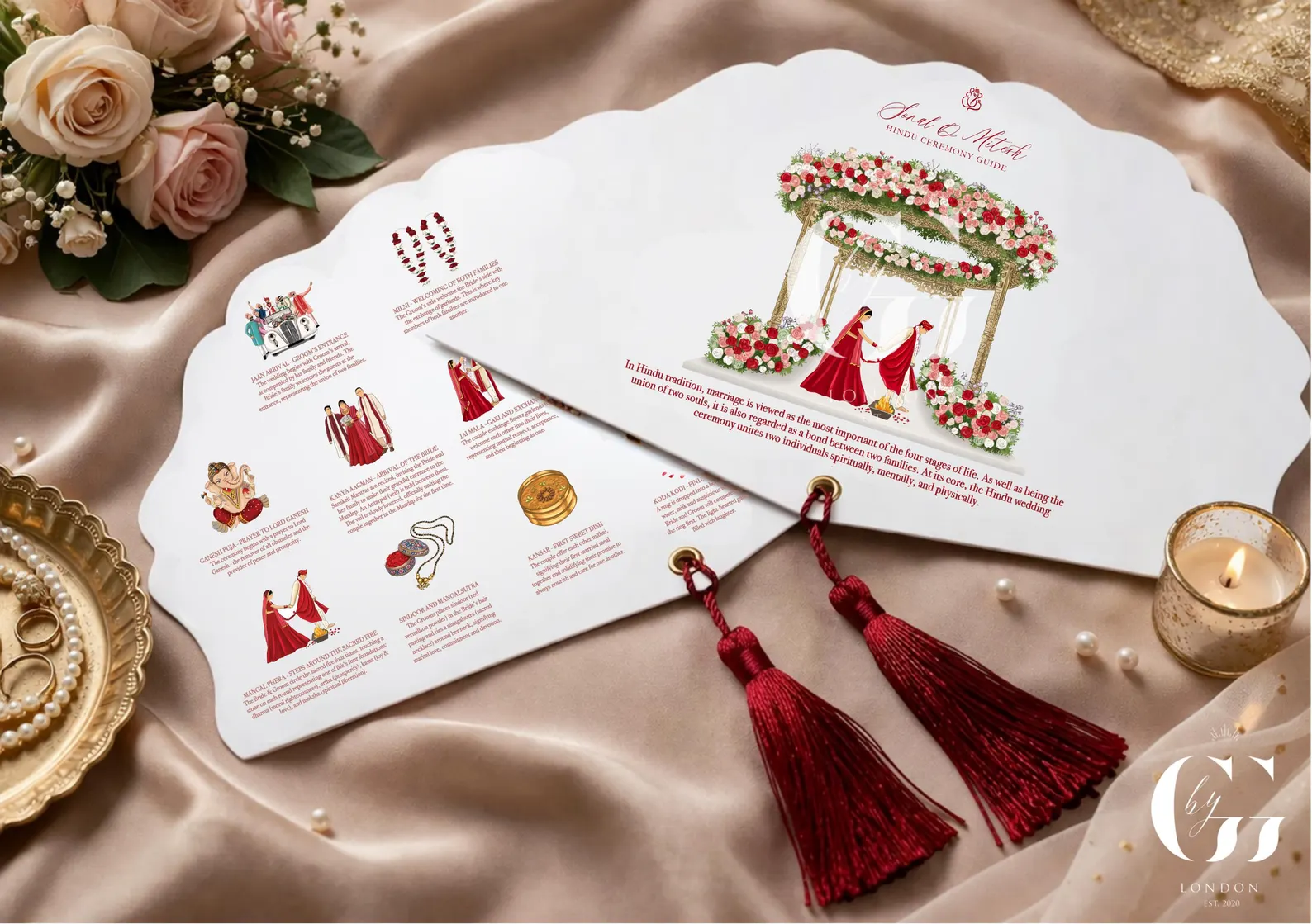 Personalised Wedding Fan Program Guide | Illustrated Ceremony Guide