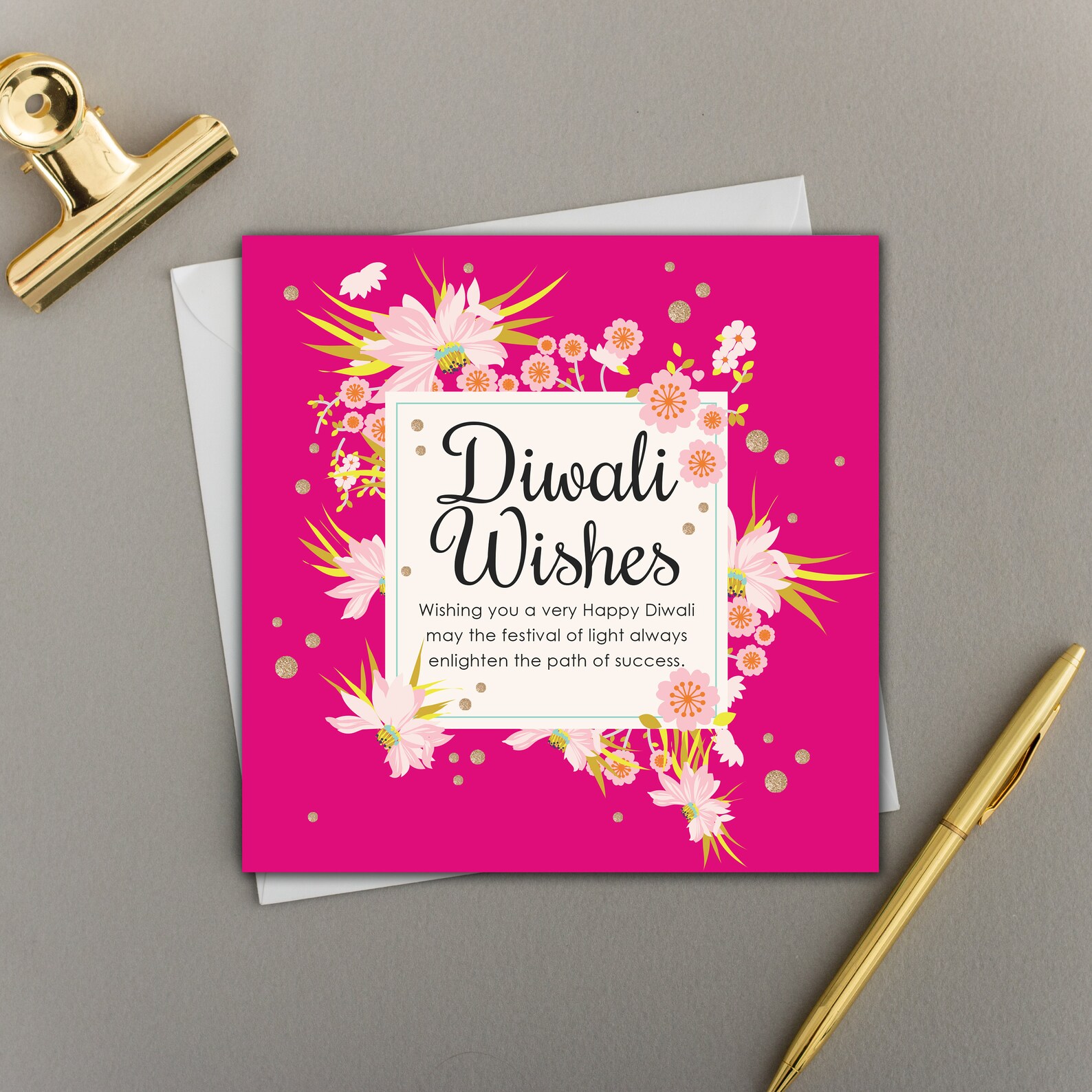 Diwali Floral Border Greeting Card