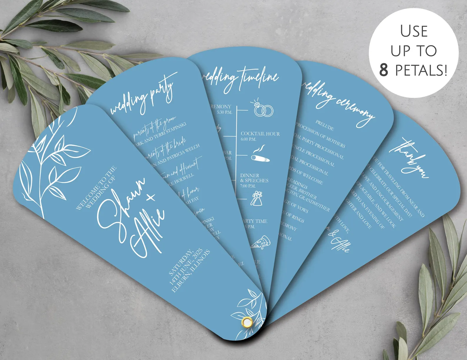 Wedding program fans clearly outlining your ceremony itinerary