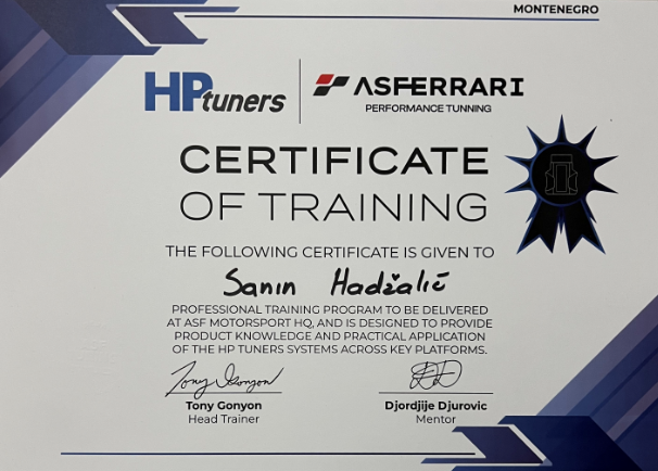 HPTuners & ASFerrari Certificate of Training
