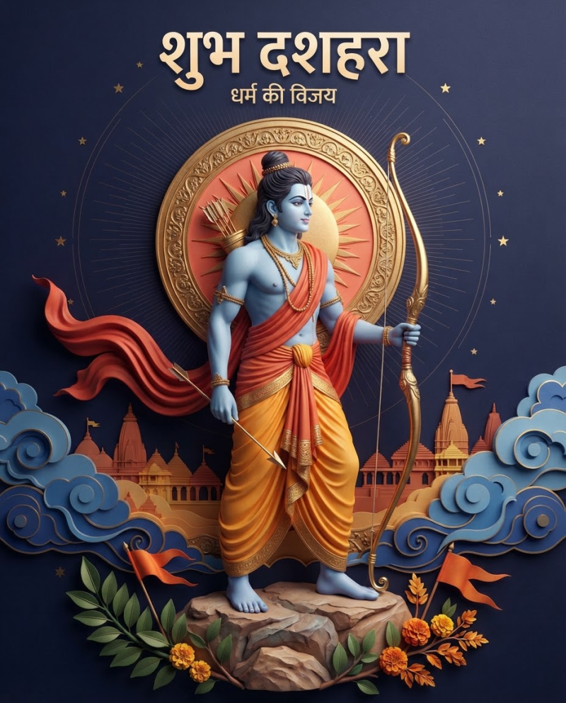 3D Lord Rama Dussehra AI Image: Dharma Ki Vijay PNG