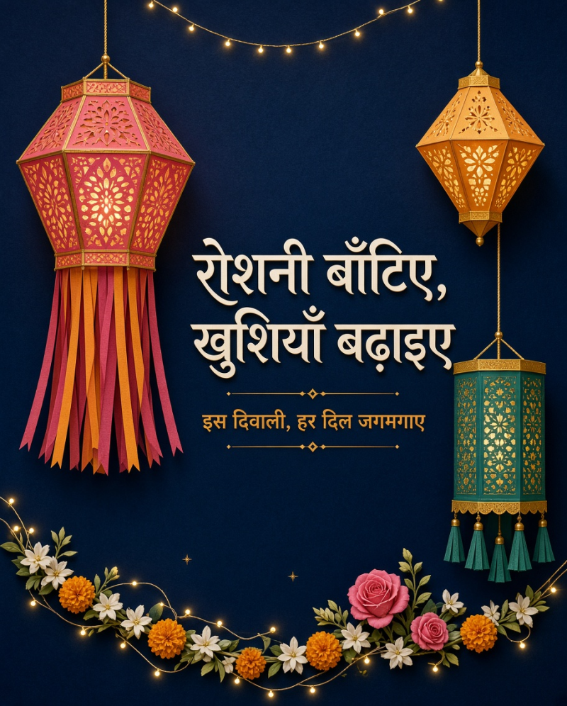 3D Diwali Lantern AI Image: Roshni Baantiyae Khushiyan Badhaiye PNG