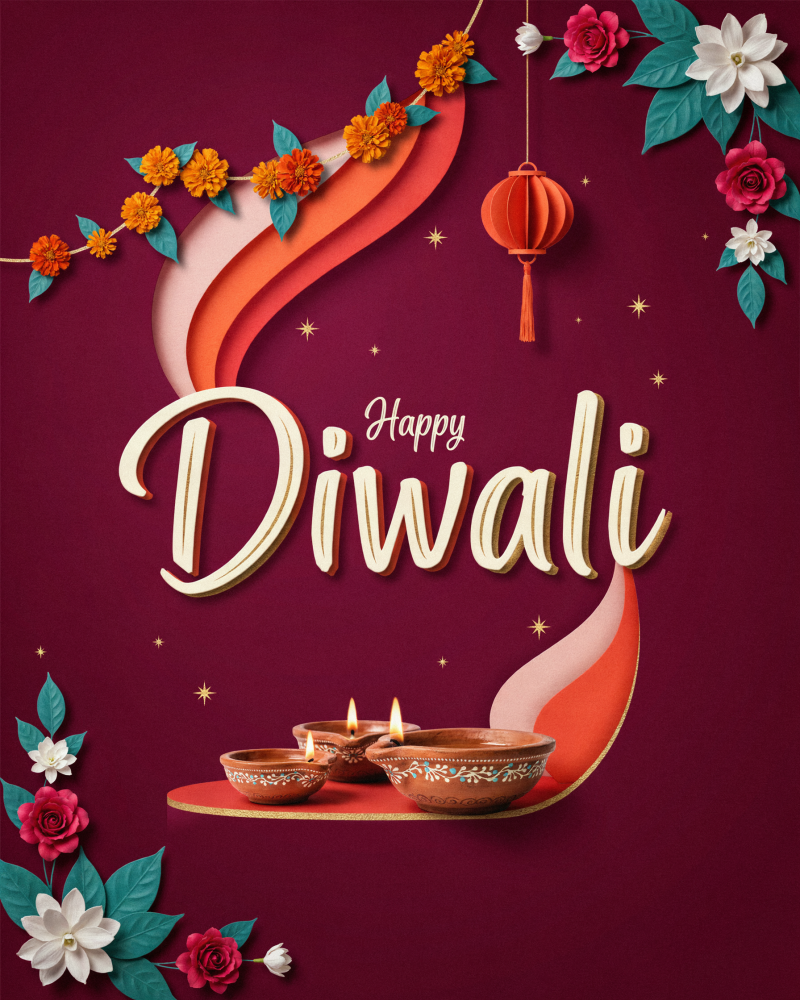 3D Diwali Diya & Lantern AI Image: Happy Diwali Image Download