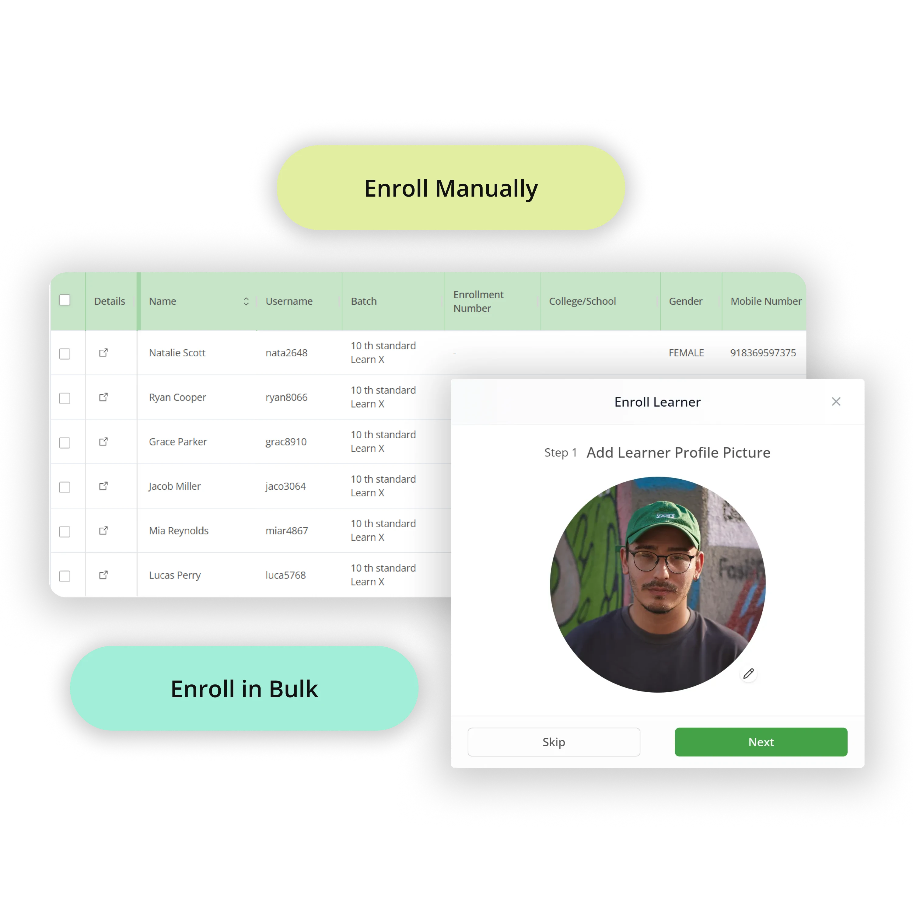Admission and enrolment feature