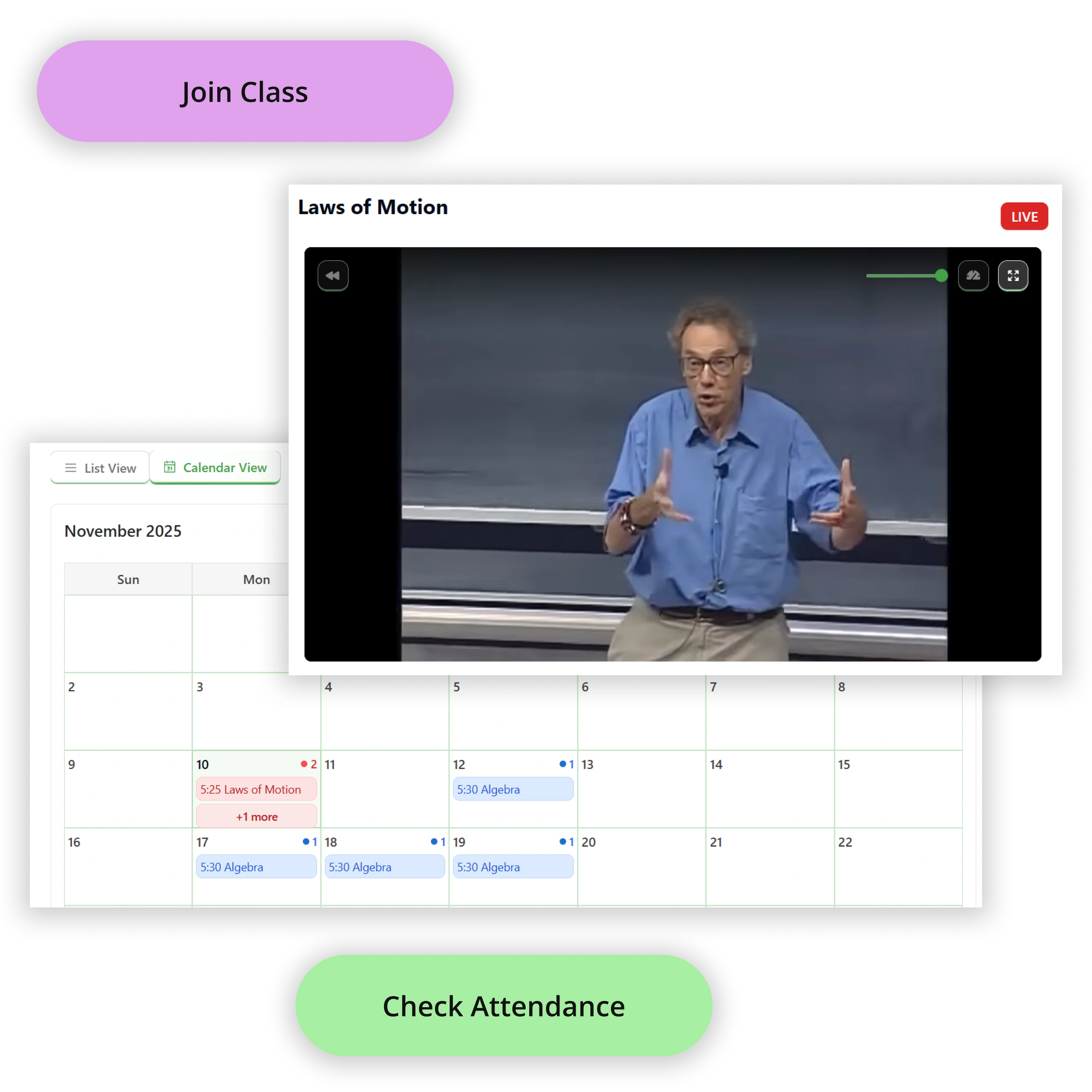 Live classes feature
