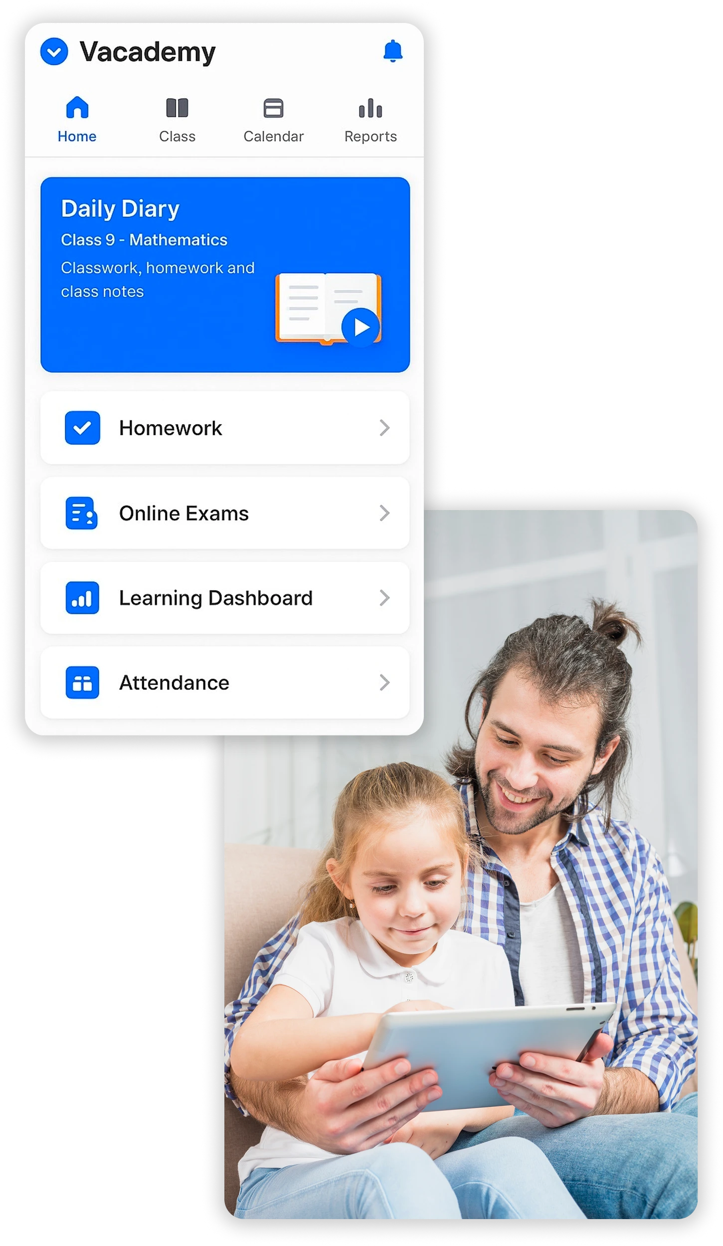 Father and daughter using tablet together