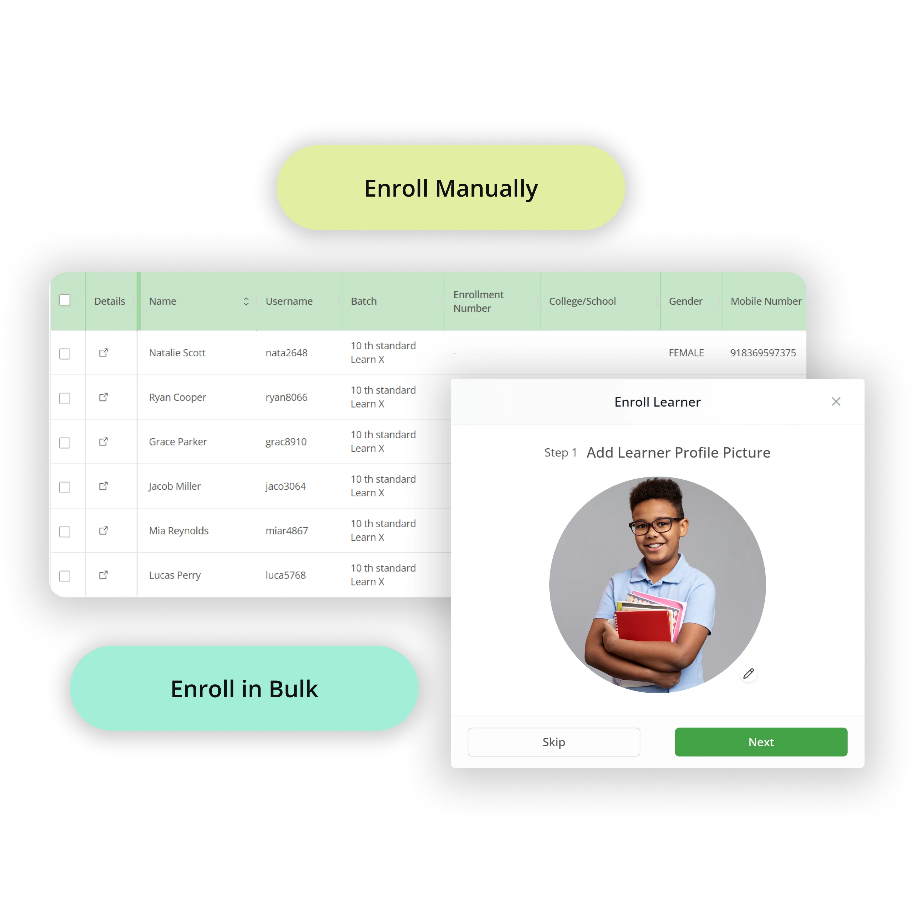 Admission and Enrollment feature