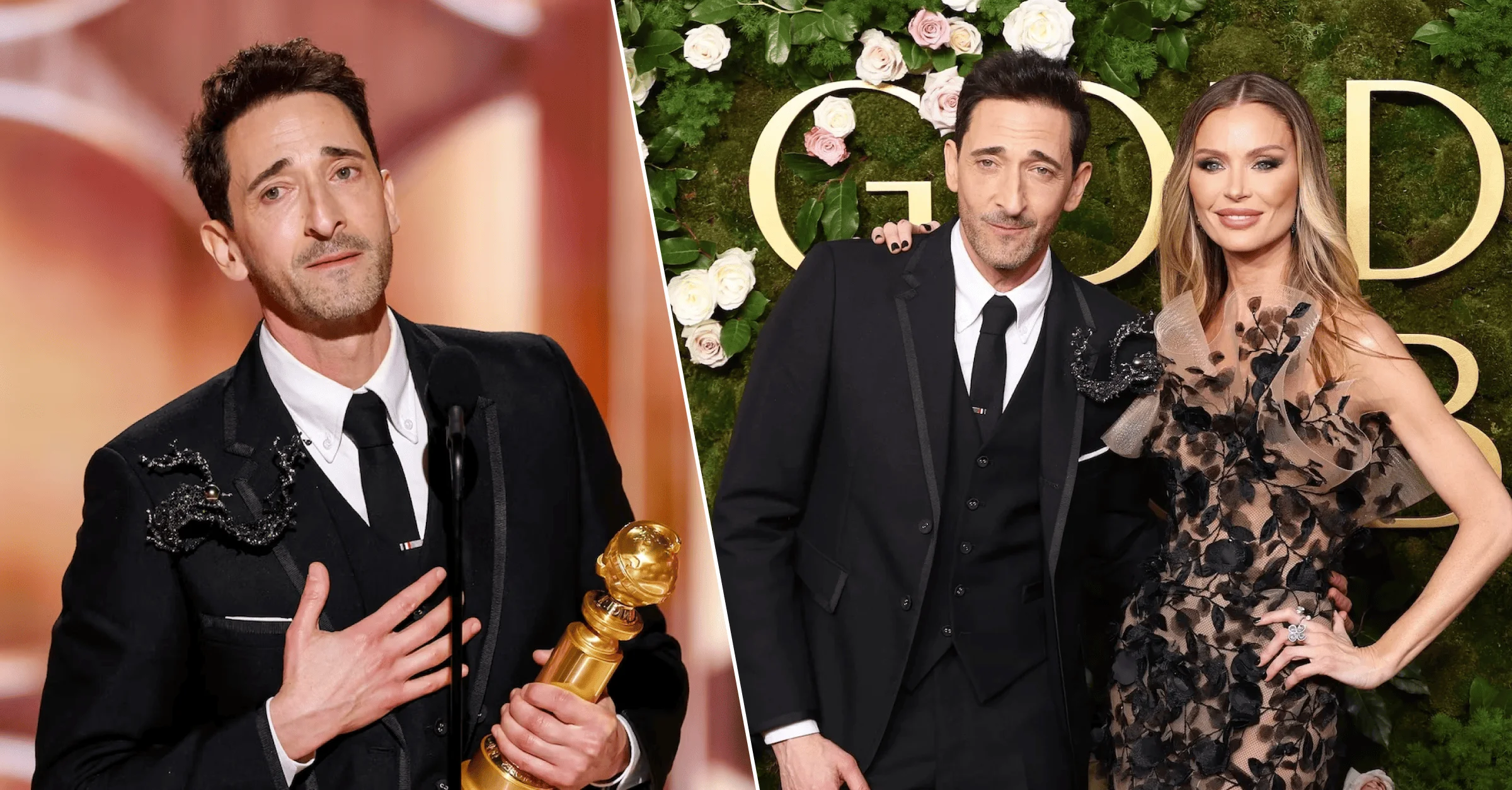 Adrien Brody Wins Golden Globe, Honors Partner Georgina Chapman’s Support