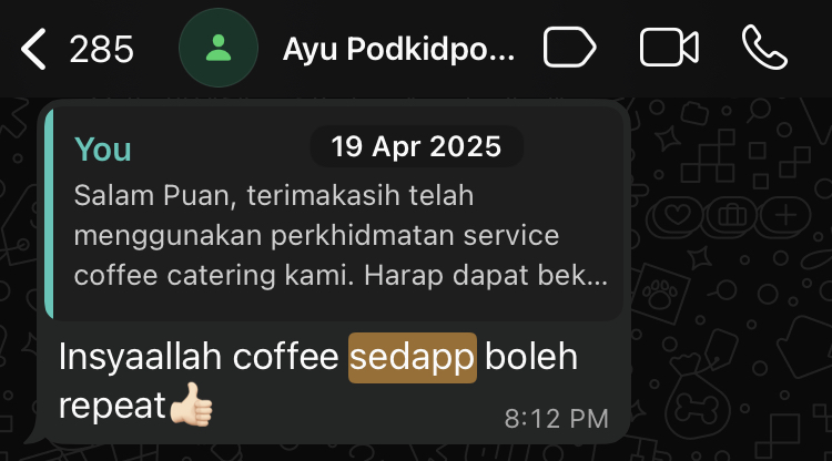 Client feedback