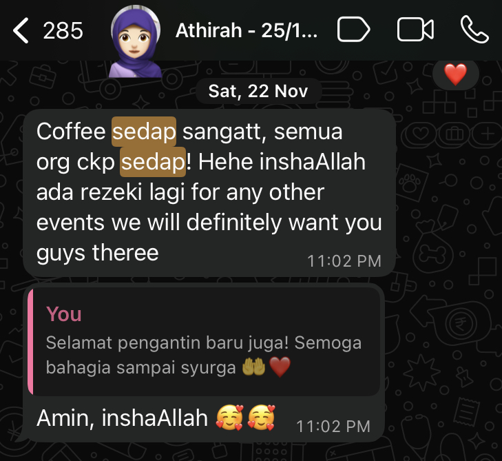 Client feedback