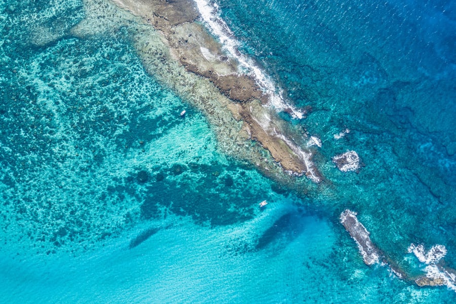 Reef and turquoise shallows off Benguerra Island