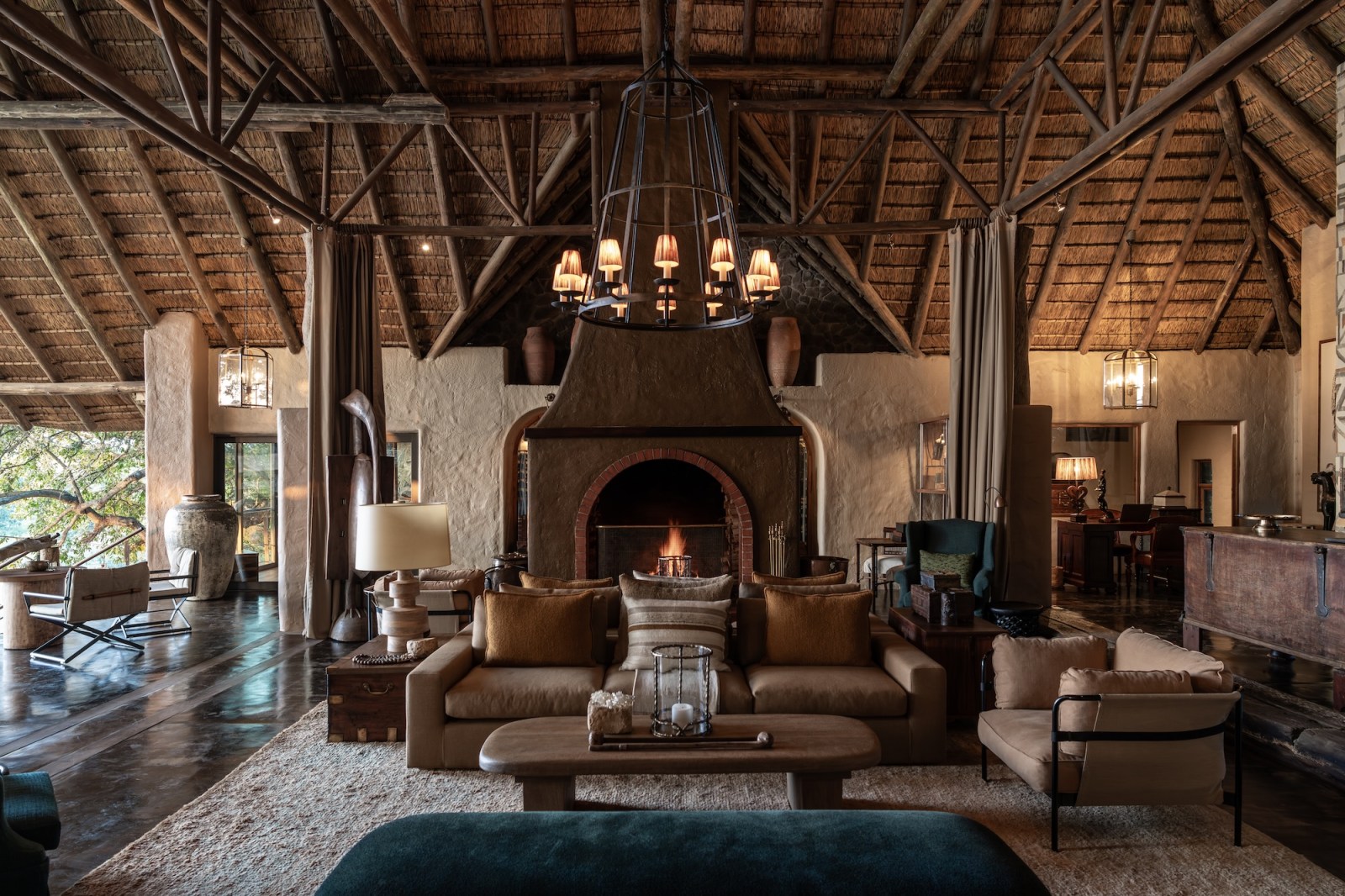 LODGE Ebony Lodge Fireplace at Singita Ebony Lodge