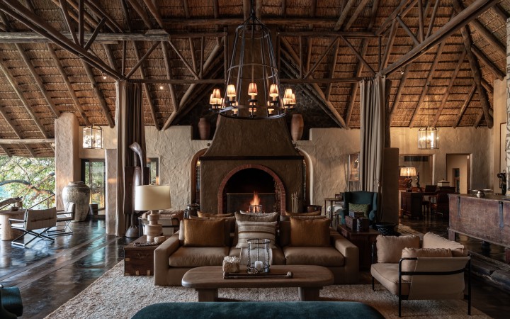 LODGE Ebony Lodge Fireplace at Singita Ebony Lodge