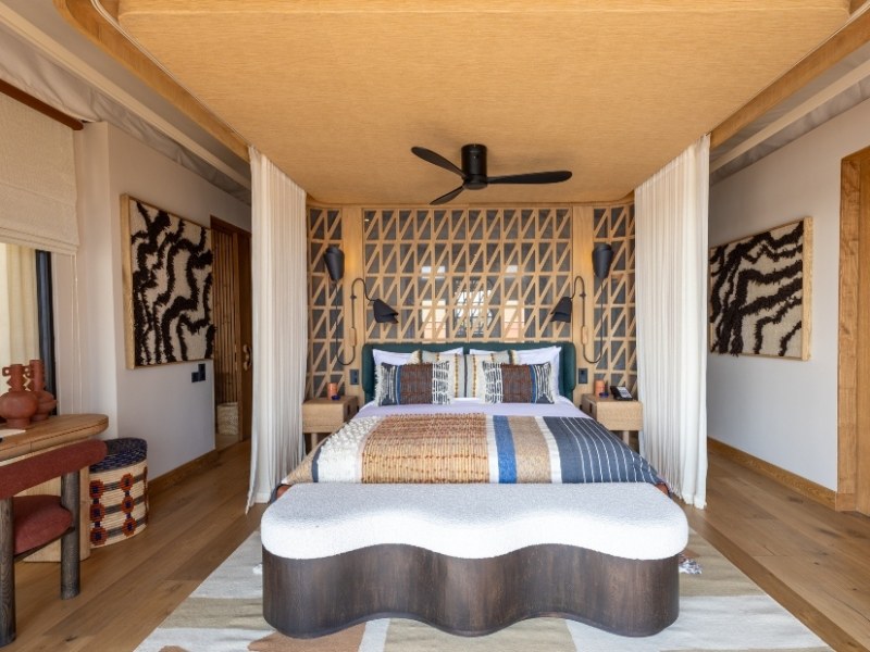 Bush Pool Villa bedroom, Anantara Tented Camp Kafue River