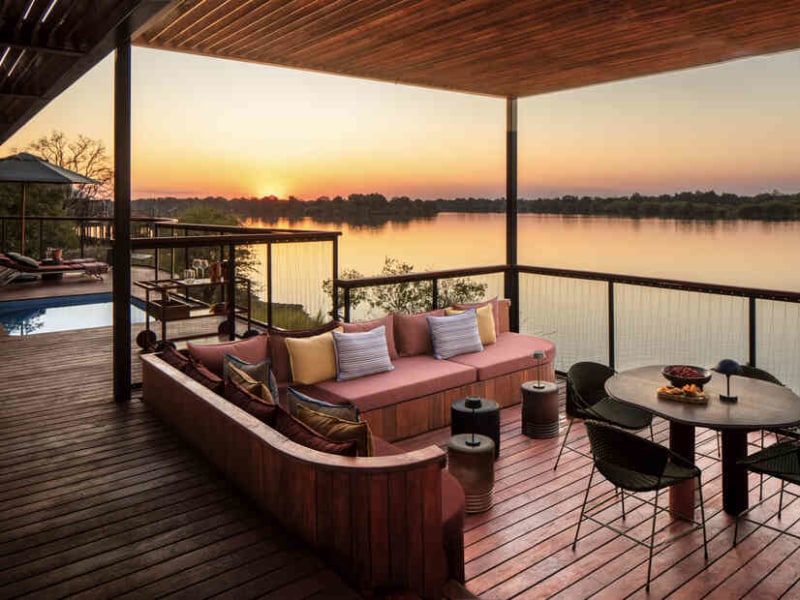 Kafue Pool Villa river view terrace, Anantara Tented Camp Kafue River