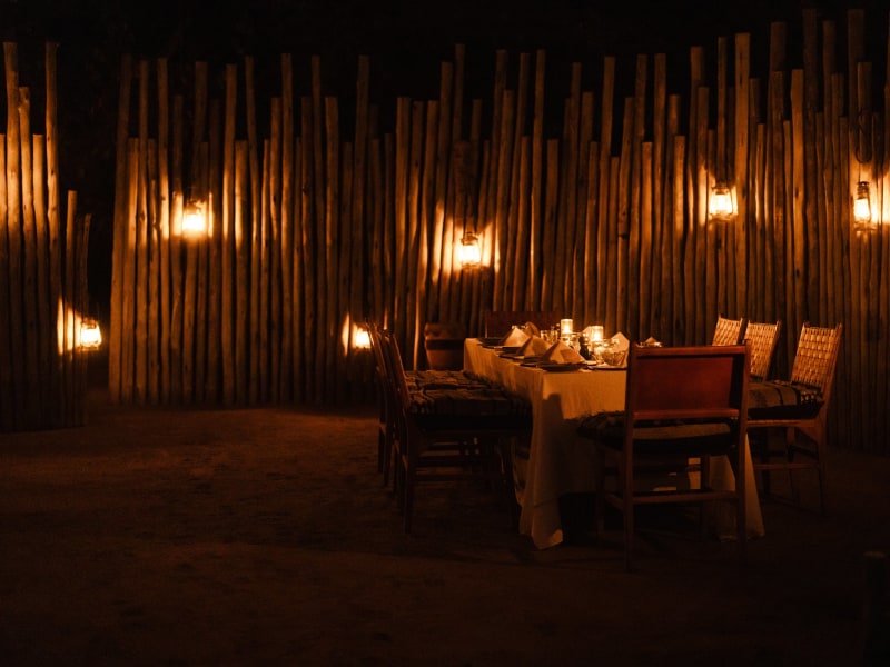 Boma dinner details, Chisa Busanga Camp