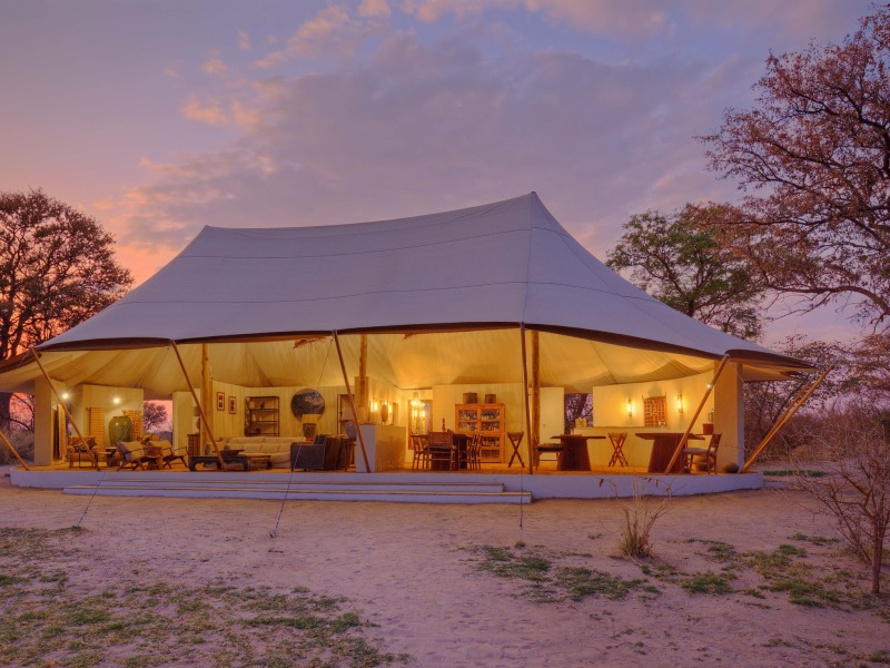Mess area at night, Chisa Busanga Camp