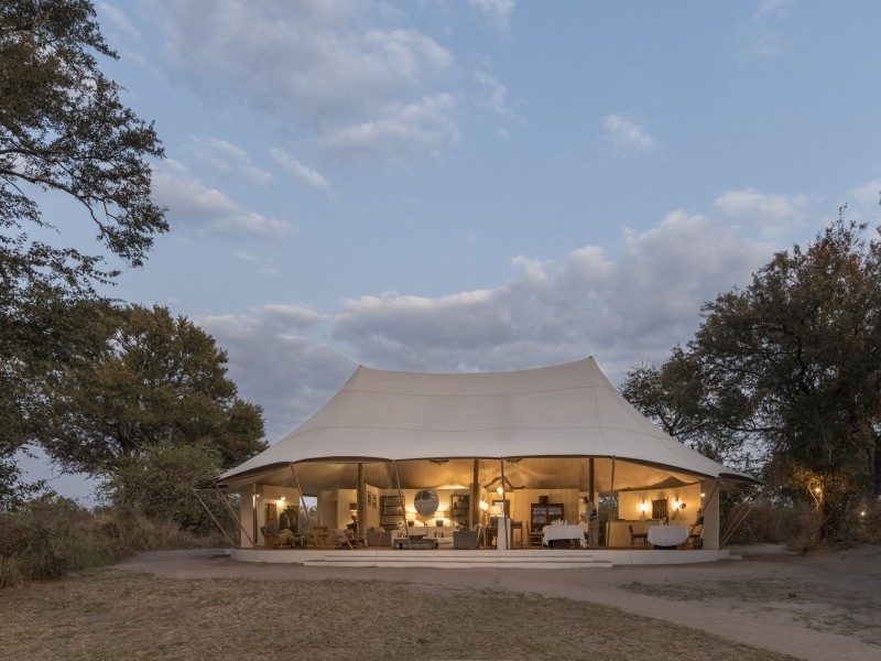 Main area by night, Chisa Busanga Camp