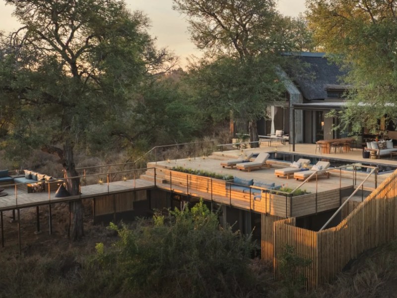 Villa decks and pool from above, Fish Eagle Villa, Lion Sands