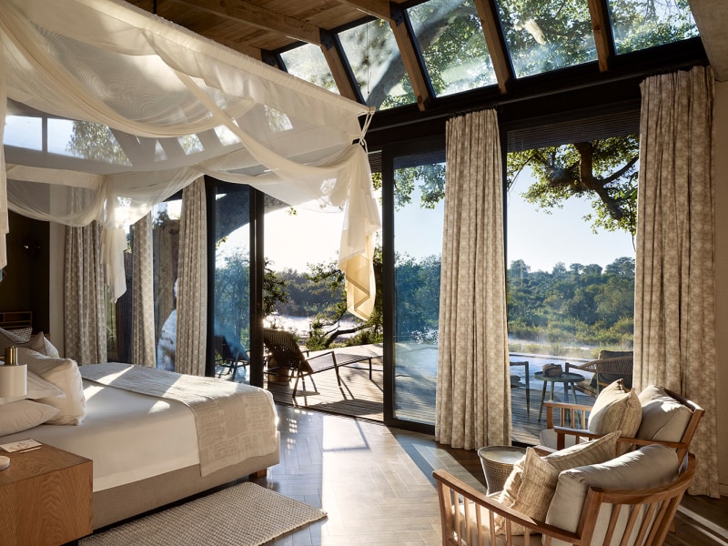River Suite bedroom, Lion Sands River Lodge
