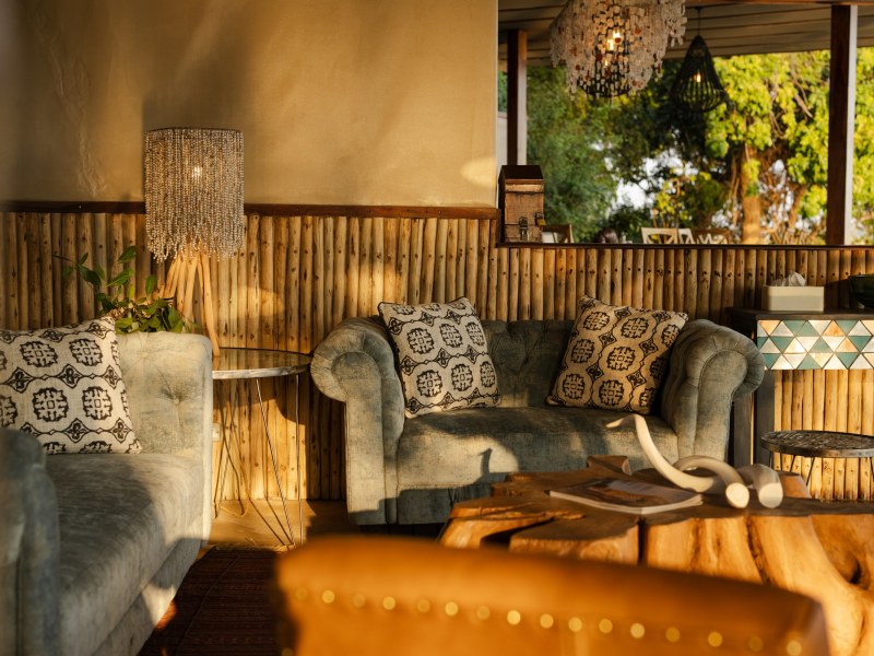 Lounge evening lighting, Sausage Tree Camp