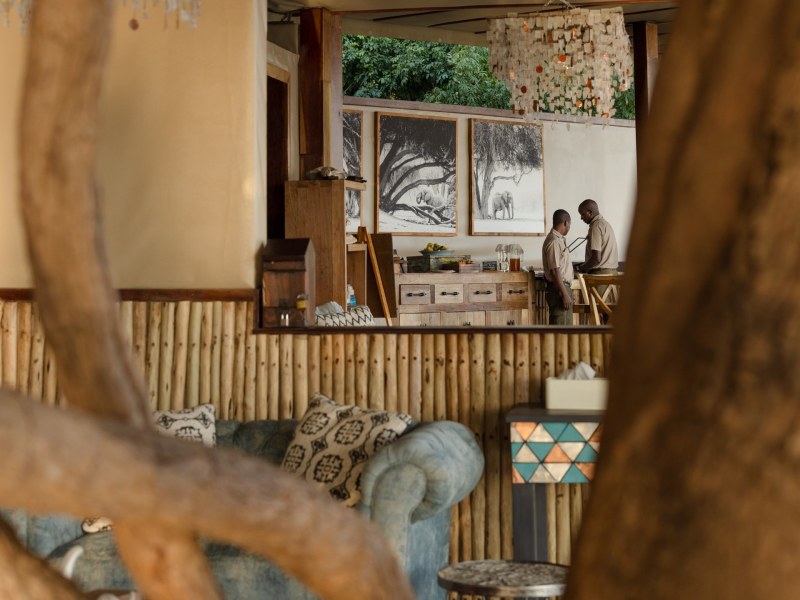 Main area decor details and staff, Sausage Tree Camp