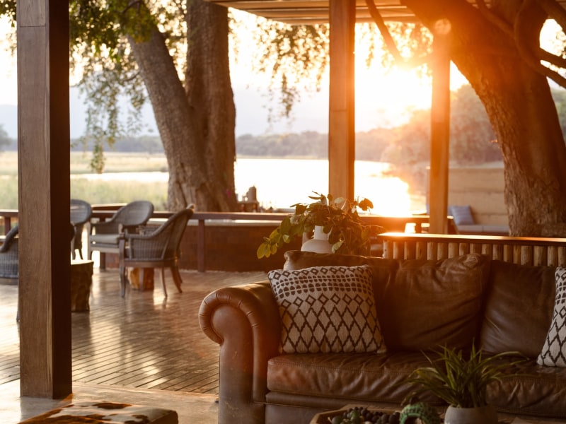Main area and lounge at sunset, Sausage Tree Camp